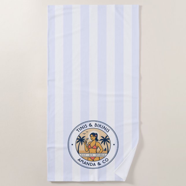 Serviette De Plage Tinis & Bikinis Côtiers Préparés Personnalisés (Devant)