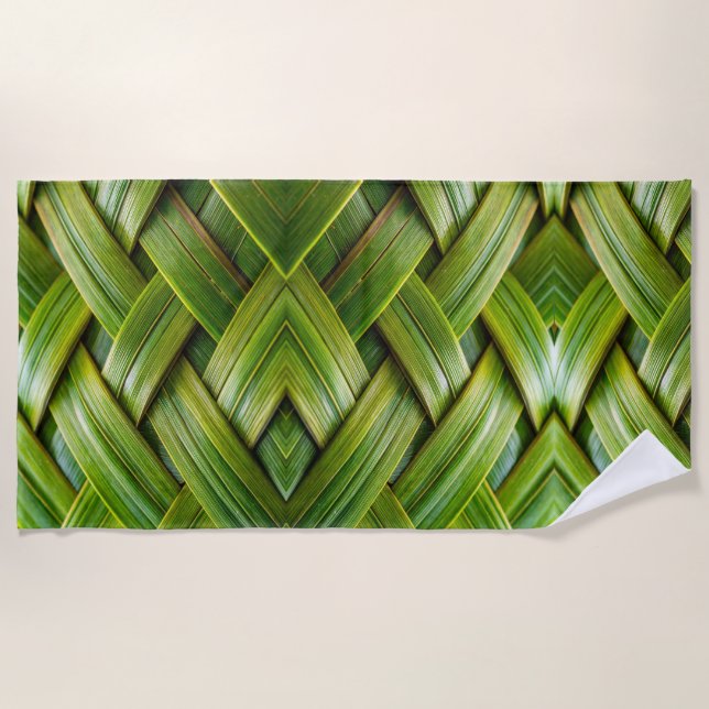 Serviette De Plage Tissu de bambou vert frais (Devant)