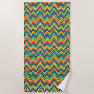 Serviette De Plage Tissu de parties scintillant motif en chevron colo