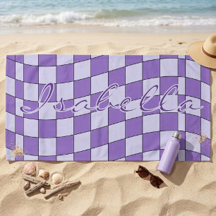 Serviette De Plage Tissu de plage personnalisé à carreaux ondulés vio