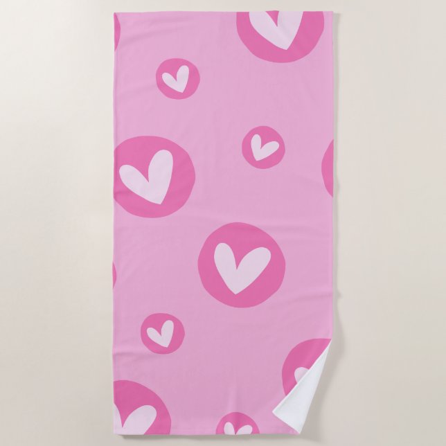 Serviette De Plage Toalha de Praia de Corações Rosa (Devant)
