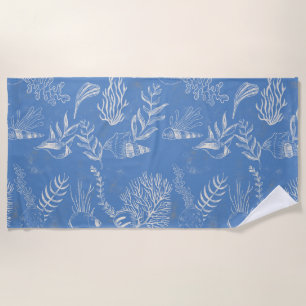 Serviette De Plage Toile bleu océan élégant