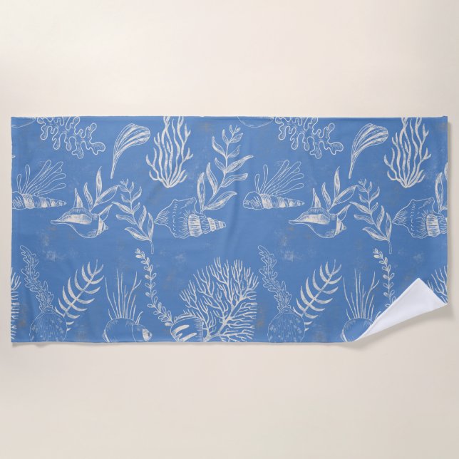 Serviette De Plage Toile bleu océan élégant (Devant)