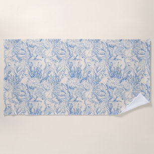 Serviette De Plage Toile bleu océan élégant