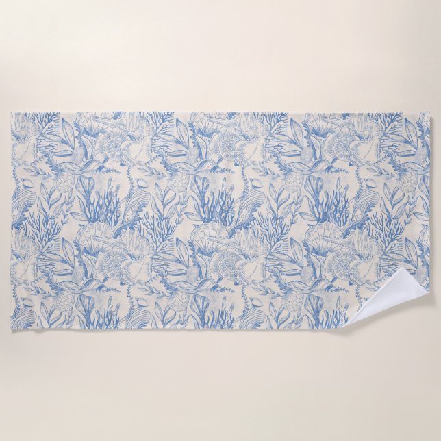 Serviette De Plage Toile bleu océan élégant (Devant)