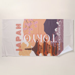 Serviette De Plage Tokyo Japan Travel Art, Art Vintage voyage