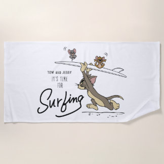 Serviette De Plage Tom & Jerry "Il est temps de surfer"