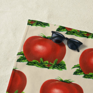Serviette De Plage Tomate Rouge Mûr Vintage, Légumes et Fruits