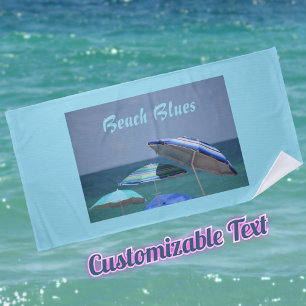 Serviette De Plage Tons de Blue Beach Parapluies personnalisables