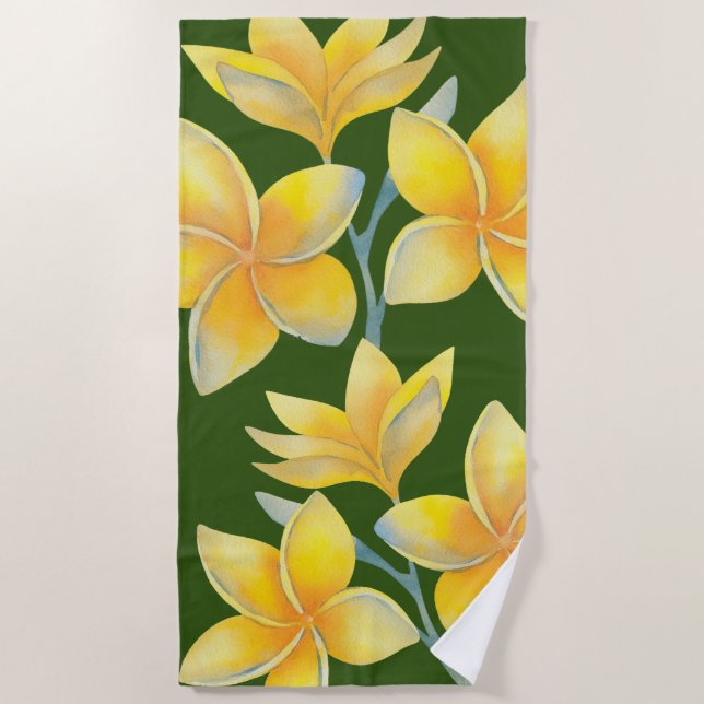 Serviette De Plage Torchon de plage de plumeria tropicale (Devant)