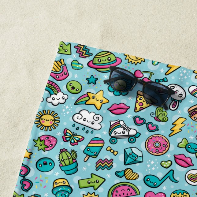 Serviette De Plage Torchon de plage des Doodles totalement mignon (En situation)