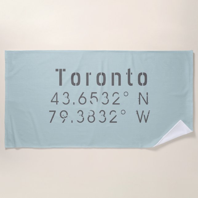 Serviette De Plage Toronto Latitude et Longitude (Devant)