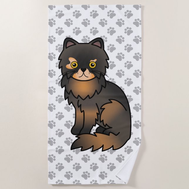 Serviette De Plage Tortie Point Persan Chat de Dessin Animé Mignon &  (Devant)