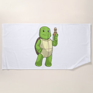 Serviette De Plage Tortue Aux Échecs Avec Pièce D'Échecs Pawn