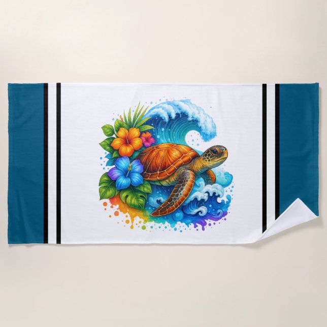 Serviette de plage Tortue de mer (Devant)