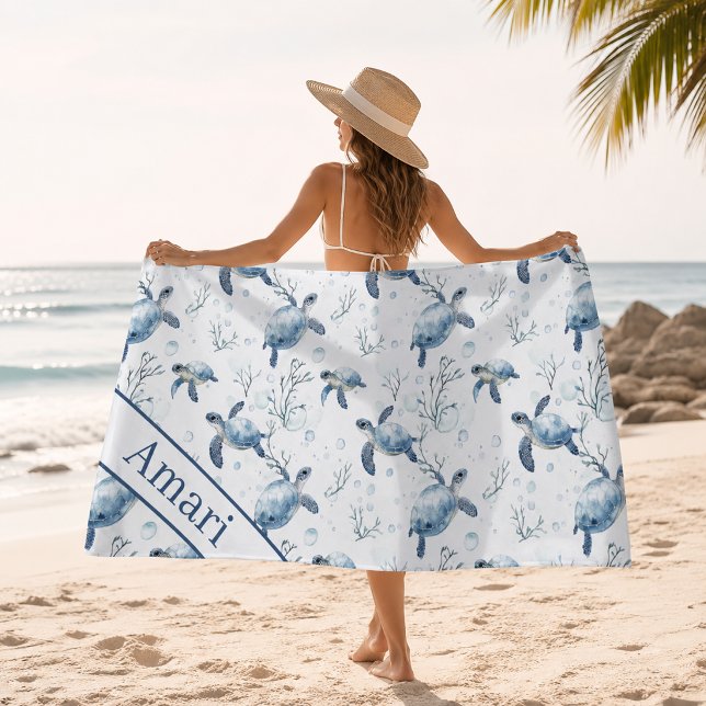 Serviette De Plage Tortue de mer personnalisée (Créateur téléchargé)