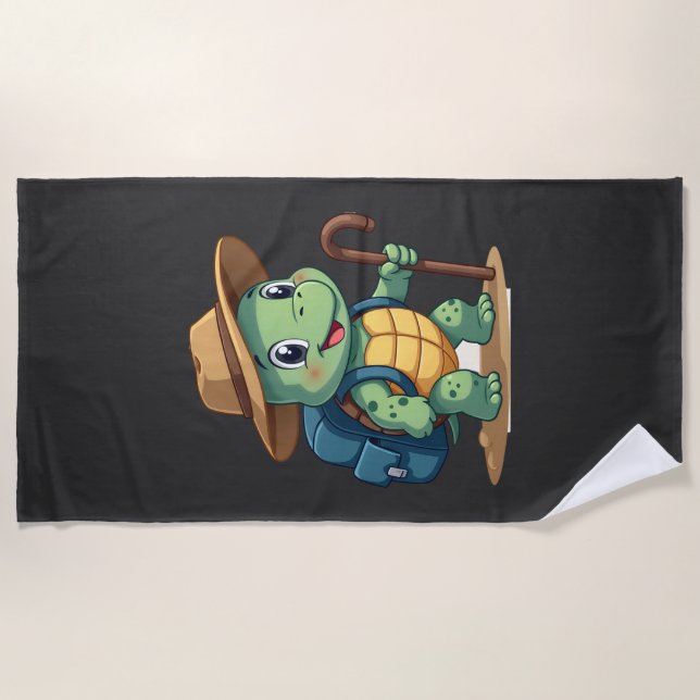 Serviette De Plage Tortue Drôle Graphique de Randonnée Amateur de Cam (Devant)