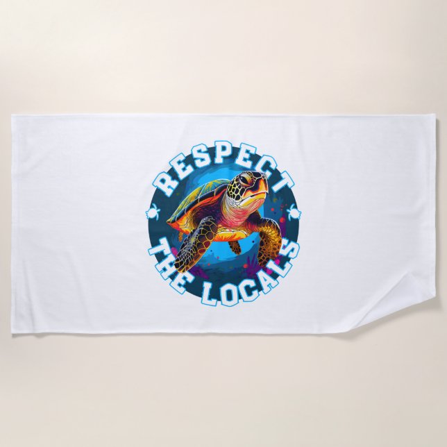 Serviette De Plage Tortue - respectez les locaux (Devant)