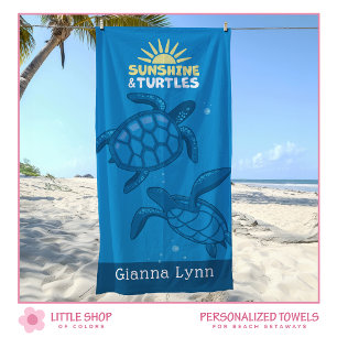 Serviette De Plage Tortues de mer tropicales personnalisées