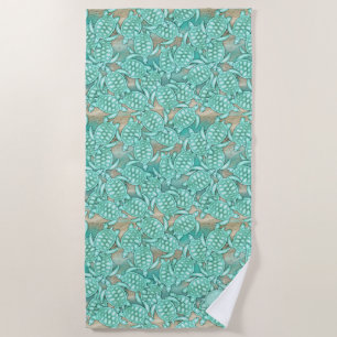 Serviette De Plage Tortues minces Monogramme de mer et de sable ID696