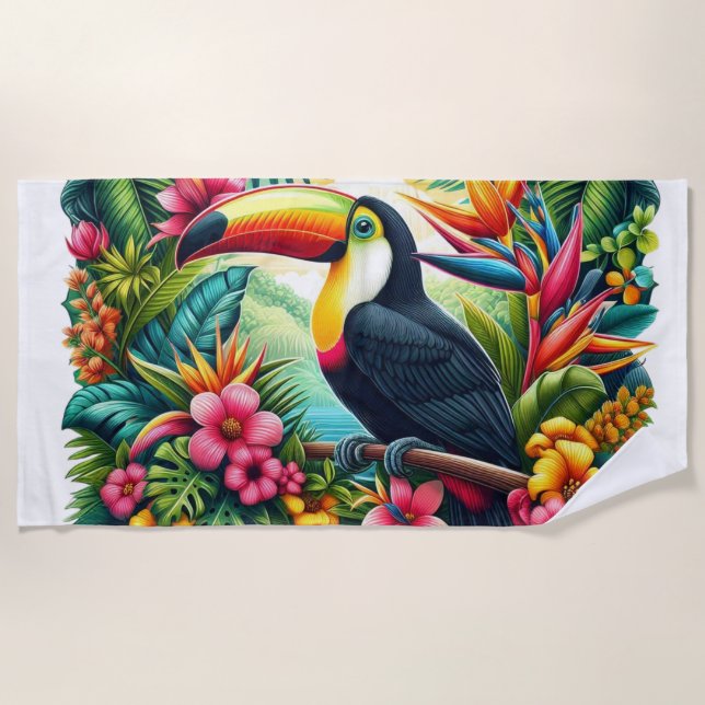 Serviette De Plage Toucan tropical/jungle oiseau  (Devant)