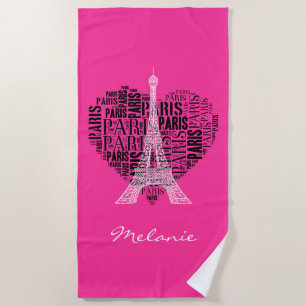 Serviette De Plage Tour Eiffel adorable rose de Paris d'amour
