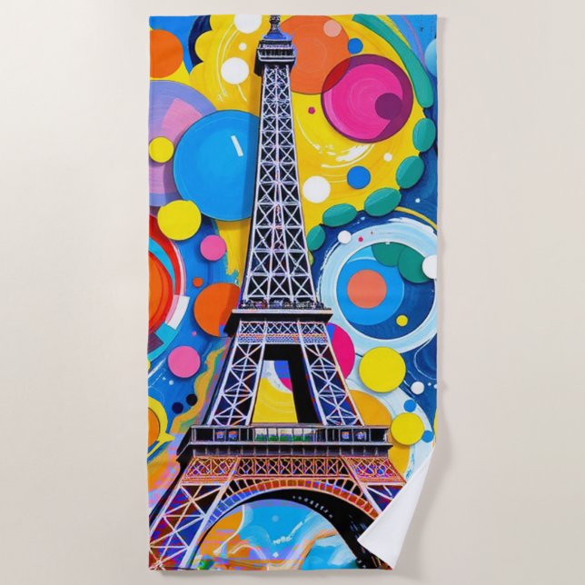 Serviette De Plage Tour Eiffel Pop Art (Devant)