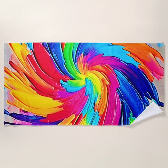 Serviette De Plage Tourbillon de couleurs : Art Abstrait (Devant)
