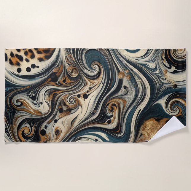 Serviette De Plage Tourbillon de motif léopard abstrait (Devant)