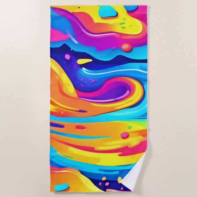 Serviette De Plage Tourbillons de peinture cosmique (Devant)