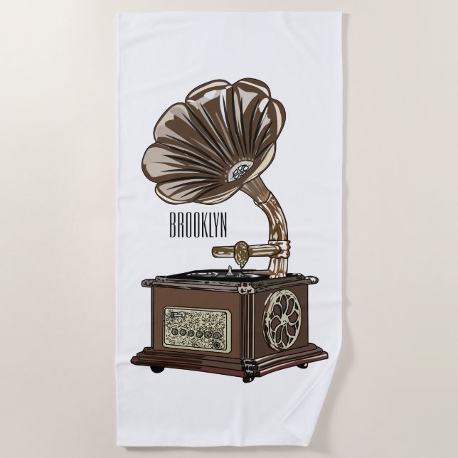 Serviette De Plage Tourne-disque dessin animé (Devant)
