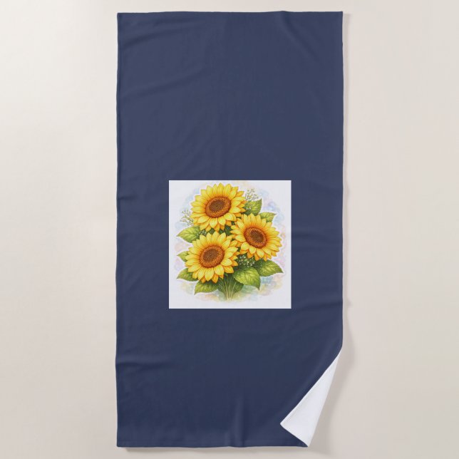 Serviette de plage Tournesol Aquarelle (Devant)