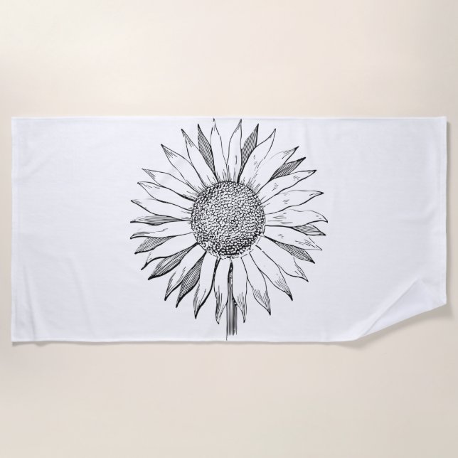 Serviette De Plage Tournesol illustré (Devant)