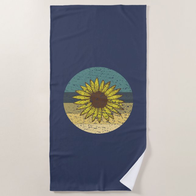 Serviette De Plage Tournesol Rétro  (Devant)