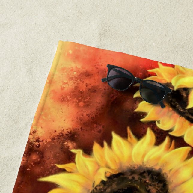 Serviette de plage Tournesols (En situation)
