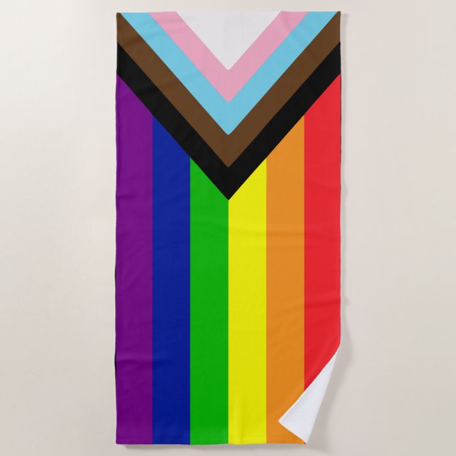 SERVIETTE DE PLAGE TOUS LES DRAPEAUX PRIDE LGBTQ+ INCLUS (Devant)