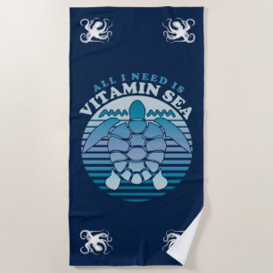 Serviette De Plage Tout ce dont j'ai besoin c'est la mer de Vitamine