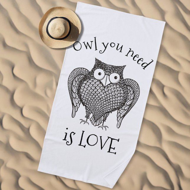 Serviette De Plage Tout ce dont vous avez besoin de chouette (Créateur téléchargé)