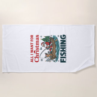 Serviette De Plage Tout ce que Noël veut est un bateau de pêche au Pè