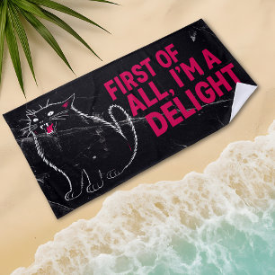 Serviette De Plage Tout D'abord Je Suis Un Délice De Chat Noir Rugiss