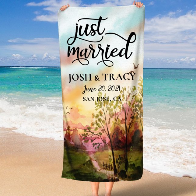 Serviette De Plage Tout juste mariés, Cadeaux de mariée, Cadeaux de f (Just Married, Bride Gifts, Engagement Gifts Beach Towel)