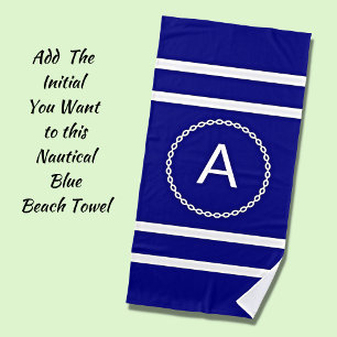 Serviette De Plage Toute lettre initiale, cercle à chaîne blanche sur