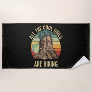 Serviette De Plage Toutes les filles cool font de la randonnée rétro