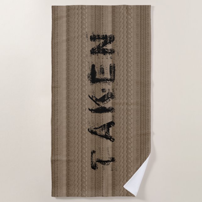 Serviette De Plage Traces de pneus sur Sandy Beach Texte personnalisé (Devant)