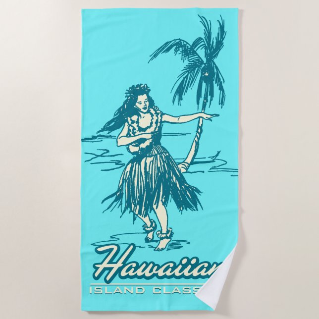 Serviette De Plage Tradewinds Hawaiian Island Hula Girl - Turq (Devant)