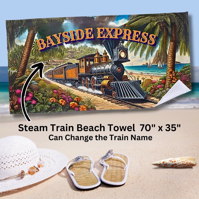 Serviette De Plage Train à vapeur Bayside Express à la plage (Créateur téléchargé)