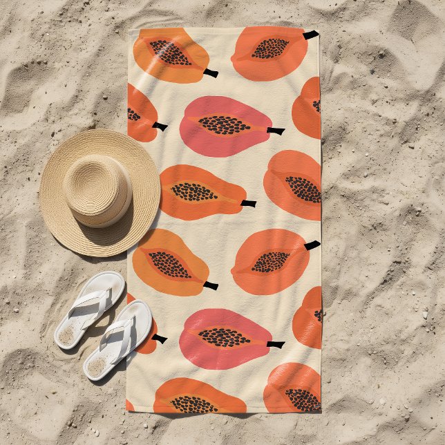 Serviette De Plage Tranche de papaye aux teintes orange de Sunfruit (Créateur téléchargé)