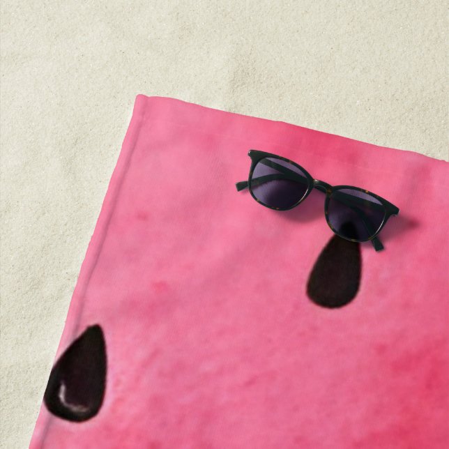 Serviette De Plage Tranche de pastèque aquarelle tropicale personnali (En situation)