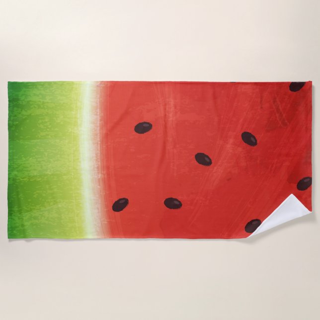 Serviette De Plage Tranche de pastèque géante à l'aquarelle mignonne  (Devant)