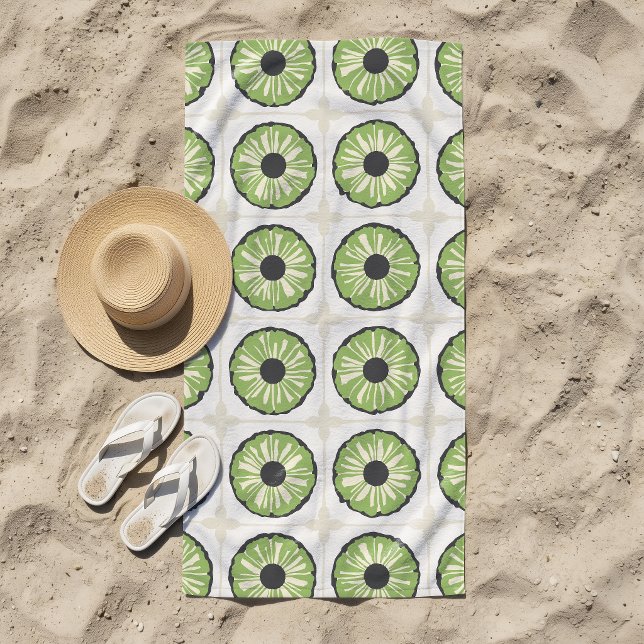 Serviette De Plage Tranche Tropicale Verte Feuillue (Créateur téléchargé)